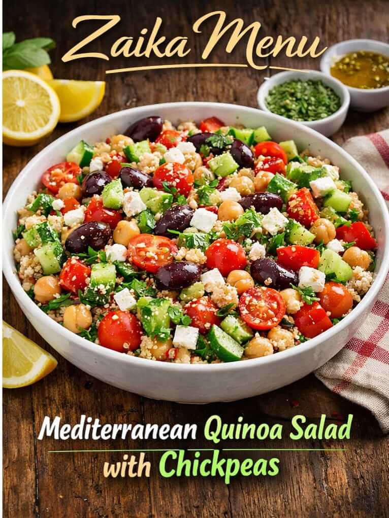 Mediterranean quinoa salad with chickpeas and vegetables healthy recipe