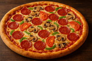 pizzeria style pizza with crispy crust and cheese