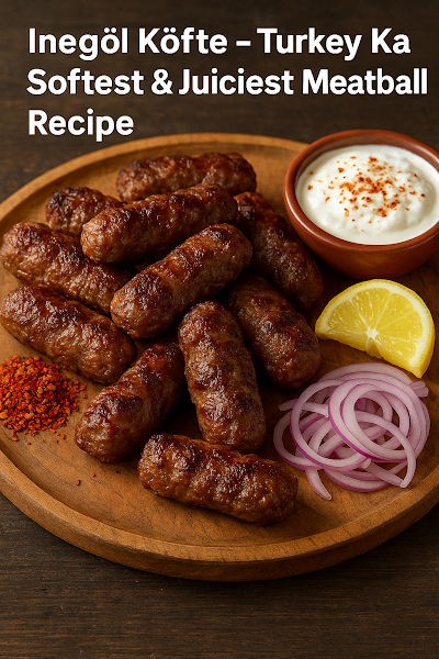 Inegol Kofte Recipe Halal - Turkish meatballs served with rice and salad