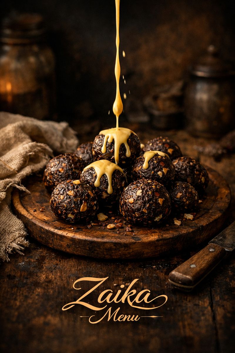 Zaika Menu viral Date Tahini Bites arranged on a white minimalist plate.
