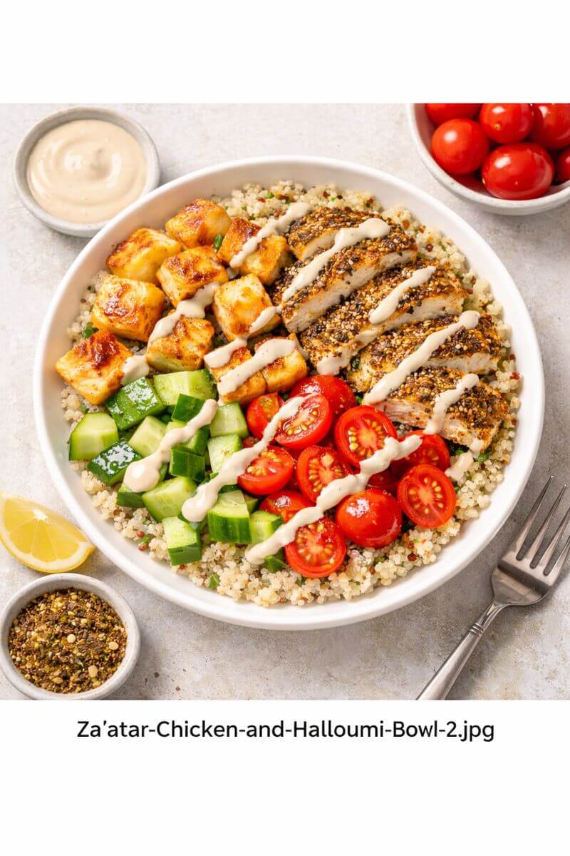 Viral Air-Fried Za’atar Chicken and Halloumi Bowl Recipe 2026 by Zaika Menu