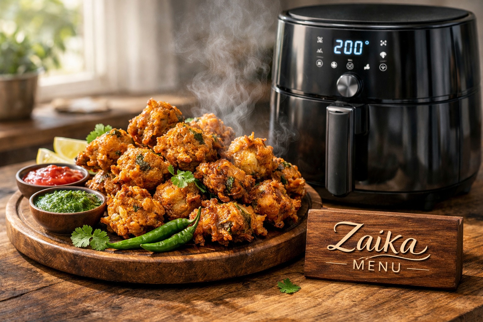 Best Air Fryer Pakoras Recipe served crispy and oil-free by Zaika Menu