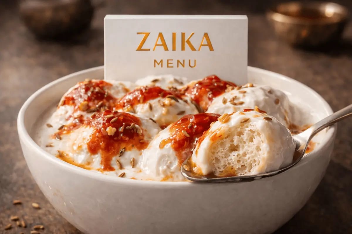 Close-up of spongy and porous texture in Soft Dahi Baray Recipe by Zaika Menu