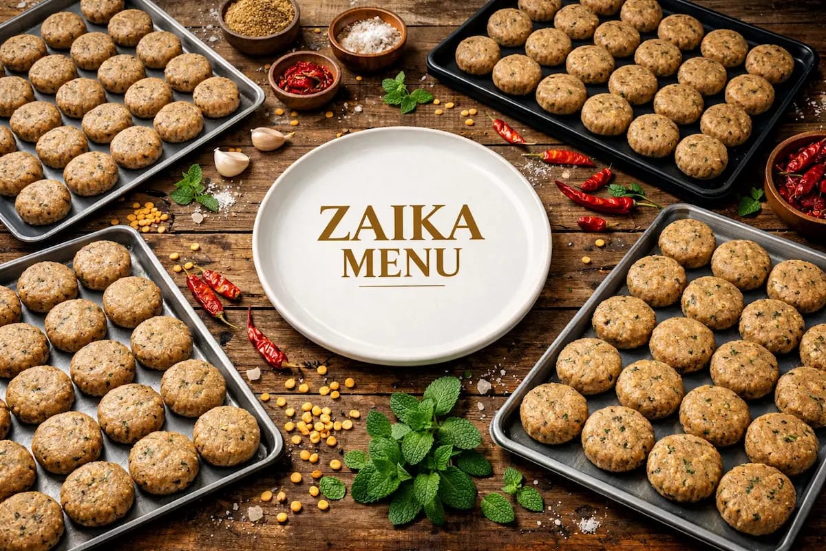 Frozen Shami Kabab Recipe by Zaika Menu showing 50 plus kababs made from 1kg meat