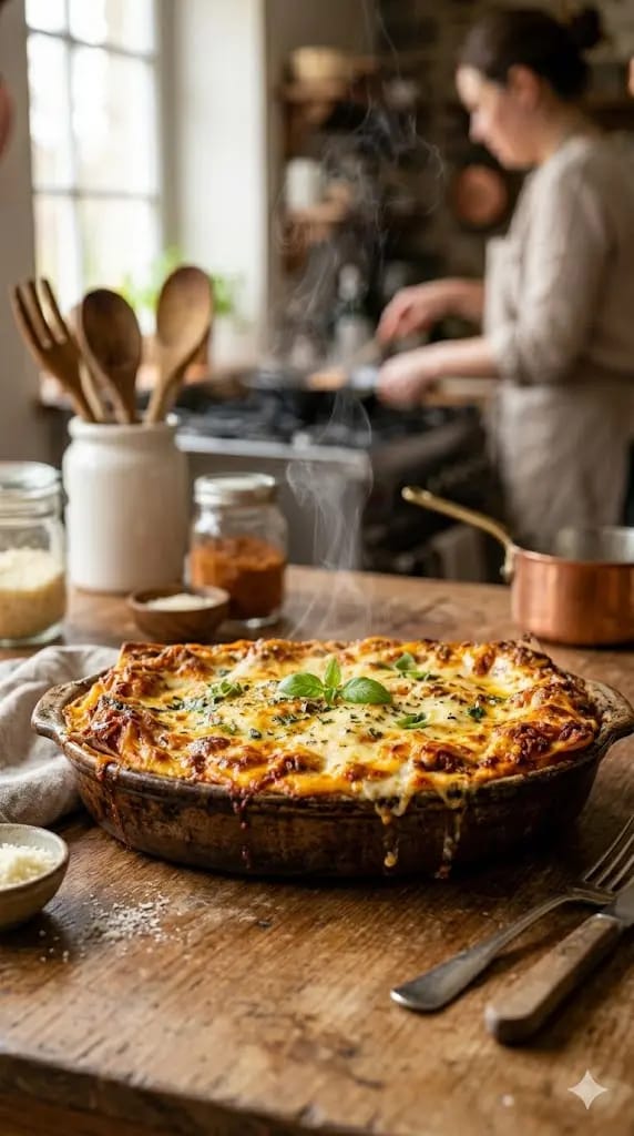 Authentic Lasagna Bolognese layers with cheesy crust by Zaika Menu