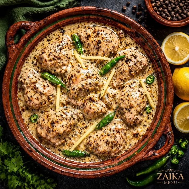 Step by step Lemon Pepper Chicken Karahi ingredients and final look